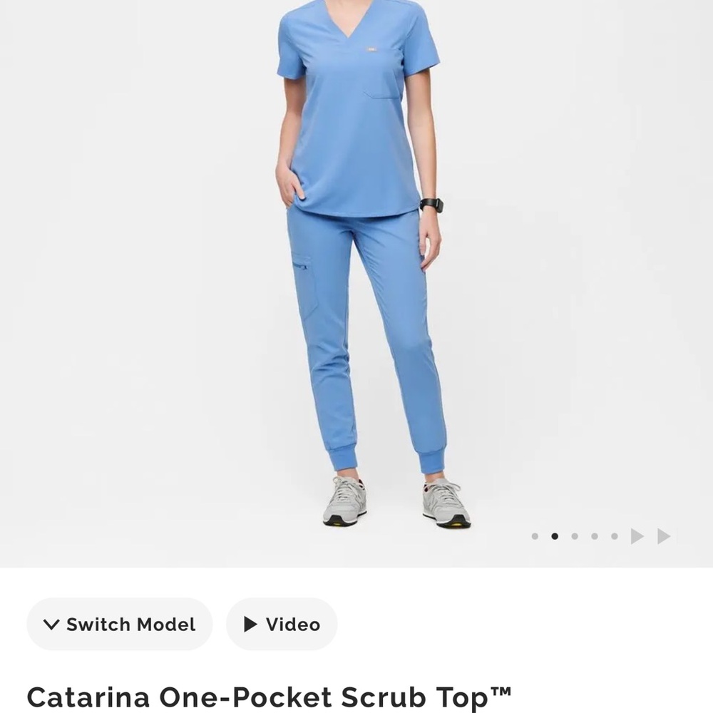 Figs Blue Catarina One-Pocket Scrub Top and Bottom